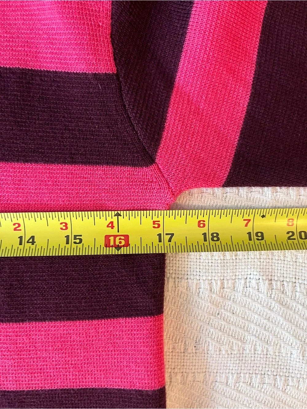 Talbots Striped Knit Polo Collar Sweater in Hot Pink and Deep Plum